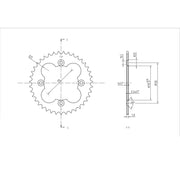 Technical drawing of a Honda rear steel sprocket for BikeMaster 520 39T bike upgrade