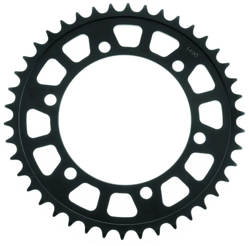 Black rear steel sprocket for Honda bikes from BikeMaster, durable steel sprocket