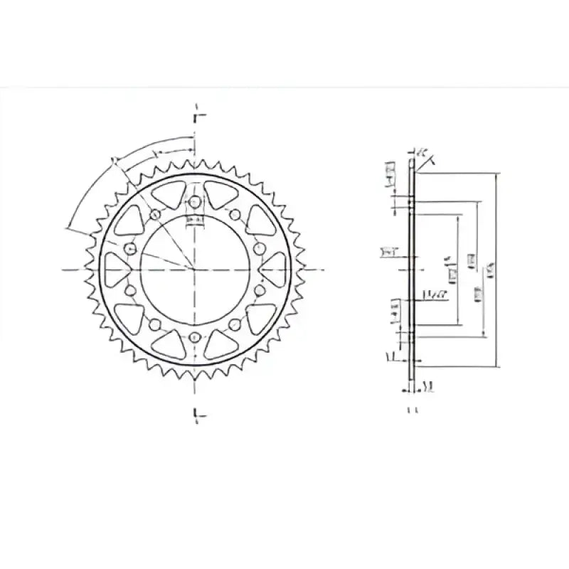 Motorcycle rear steel sprocket diagram for BikeMaster Honda Rear Steel Sprocket 520 43T