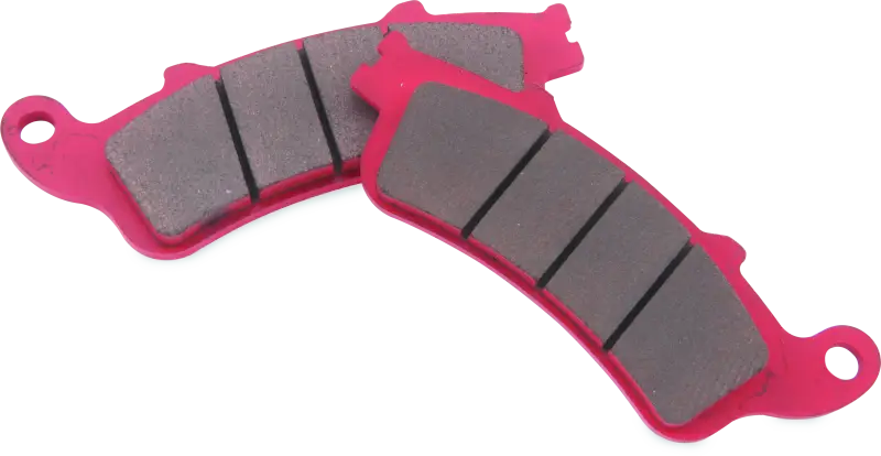 Pink brake pads with gray friction material for BikeMaster Honda Sintered Brake Pads