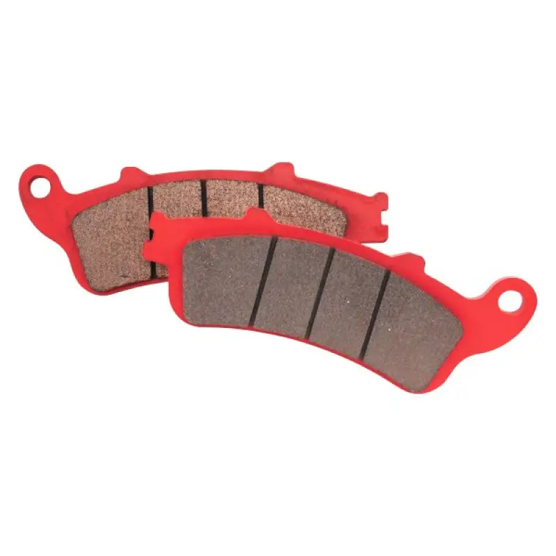 Red motorcycle brake pads on BikeMaster Honda Sintered Brake Pads - 961495