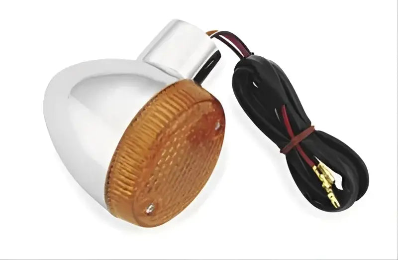 Chrome motorcycle turn signal with wiring for BikeMaster Honda front left turn signal