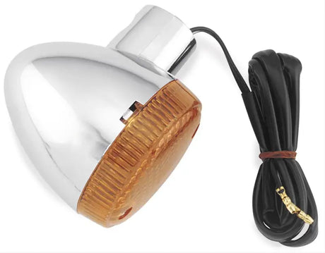 Chrome motorcycle turn signal with amber lens for BikeMaster Honda Turn Signal rear right