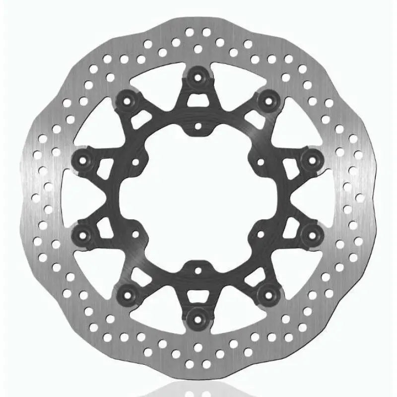Perforated Kawasaki BikeMaster contour brake rotor for motorcycle stopping power