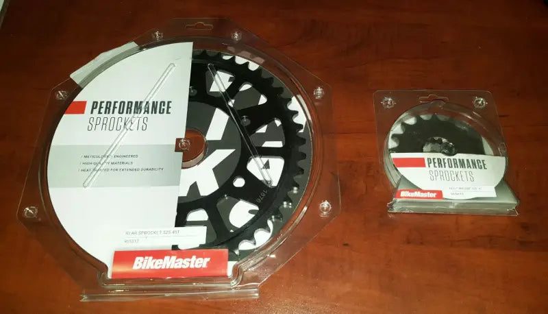 Motorcycle sprockets in packaging for BikeMaster Kawasaki front sprocket 17T optimal power transfer