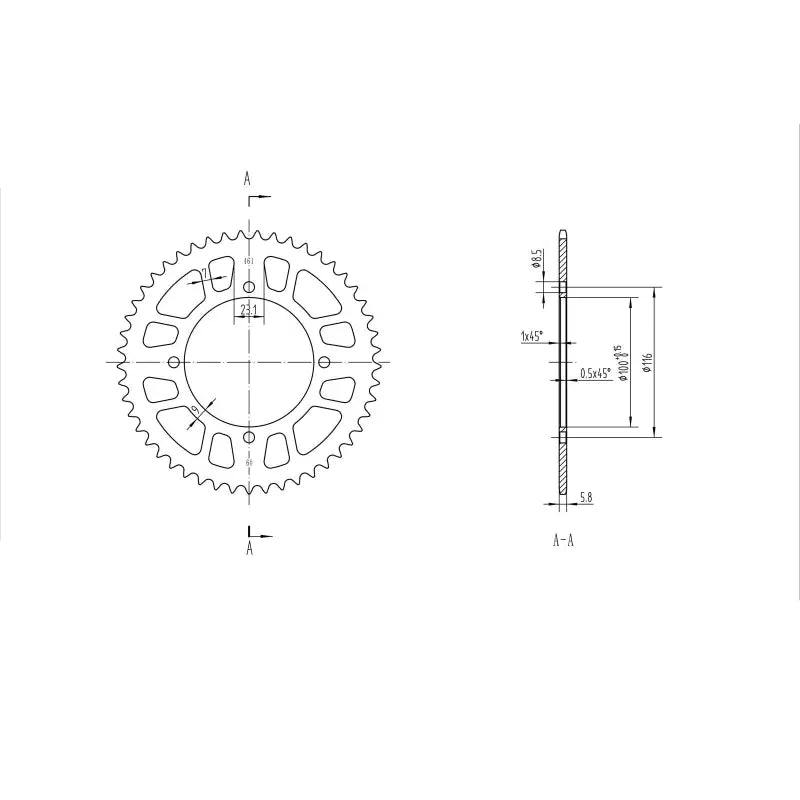 BikeMaster Kawasaki Rear Steel Sprocket 420 49T - Black - 965014 - Drivetrain