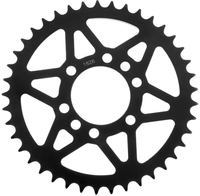 Black steel sprocket with triangular cutouts for BikeMaster Kawasaki rear steel sprocket 520 42T