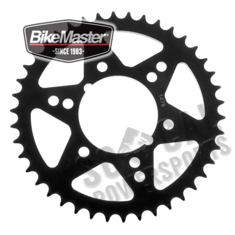 Black BikeMaster Kawasaki Rear Steel Sprocket 520 49T for reliable ride