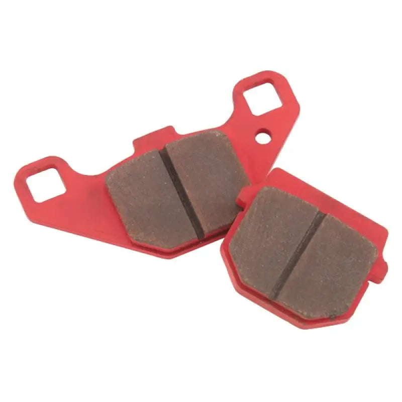 Red BikeMaster Kawasaki Sintered Brake Pads with brown friction material for better stopping
