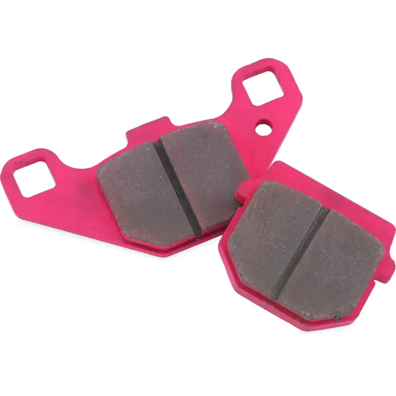 Red BikeMaster Kawasaki Sintered Brake Pads with brown friction material for brake pads