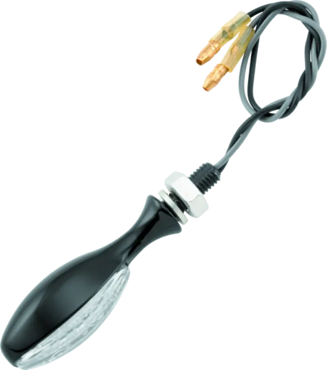Motorcycle turn signal with wires from BikeMaster LED Torpedo Pair in black