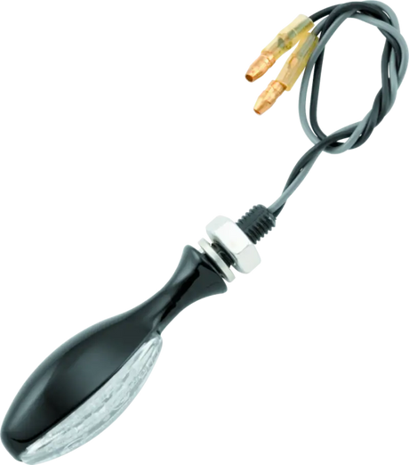 Motorcycle turn signal with wires from BikeMaster LED Torpedo Pair in black