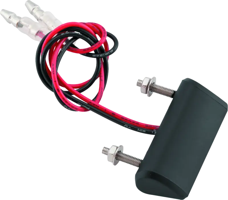 Black BikeMaster license plate light with wires and mounting hardware for easy install