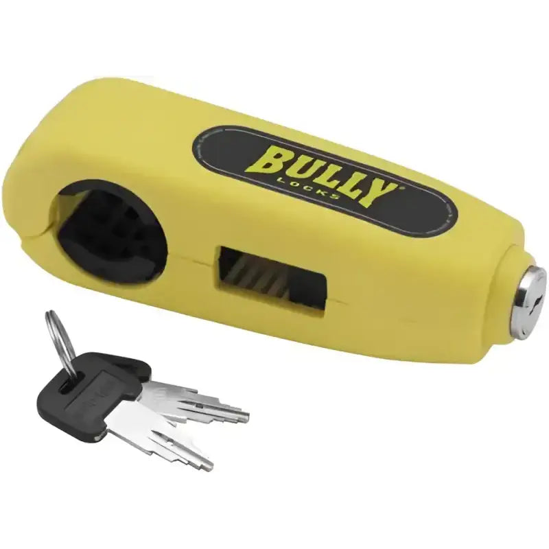Yellow steering wheel lock with keys for BikeMaster Lock-On Grips protection and security
