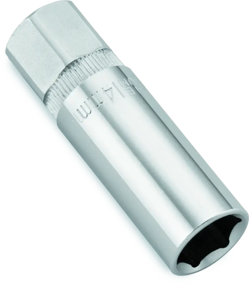 Shiny silver BikeMaster Magnetic Spark Plug Socket 14mm for easy spark plug change