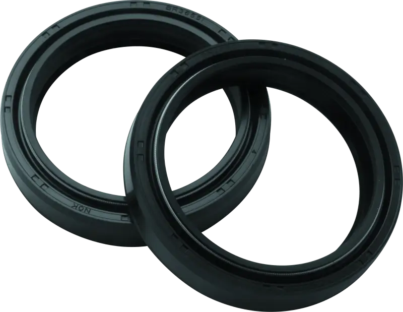 Two black circular seals for BikeMaster NOK Fork Seal 43x55x9.5/10.5 bike part