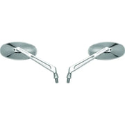 Bike Master 600806 BikeMaster Oval Mirror Machined Arm w/10mm/Yam 10mm/HD Adapters - Pair - Chrome - 600806
