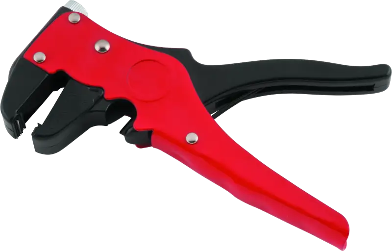 Red and black wire stripper from BikeMaster Quick Wire Stripper 152215 for easy wiring jobs