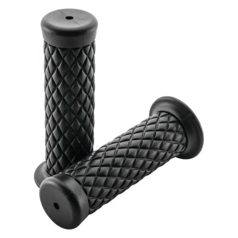 Black rubber BikeMaster Quilted Grips for a comfy motorcycle handle upgrade