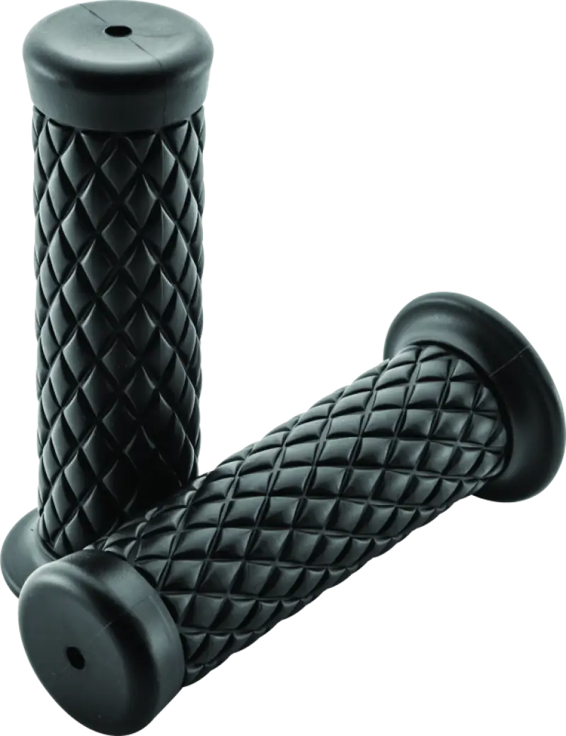 Black rubber BikeMaster Quilted Grips with diamond pattern for a comfy ride