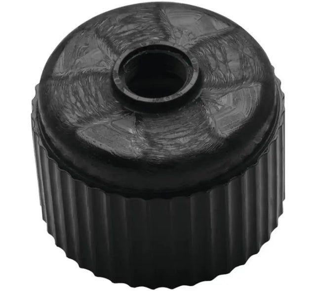 Black ridged rubber BikeMaster replacement cap for easier bike maintenance