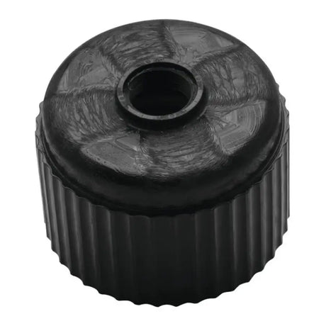 Black ridged BikeMaster replacement cap with central hole, perfect for bike upgrades