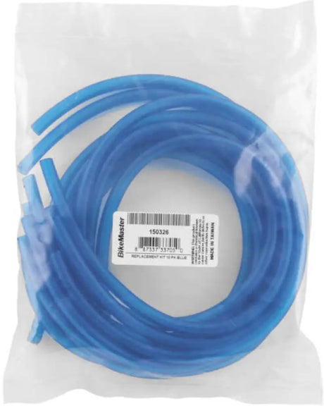 Coiled blue tubing in plastic bag for BikeMaster Replacement Kit 10 Pk Blue