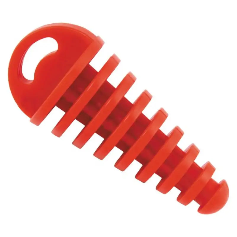 Red plastic exhaust plug for BikeMaster Rubber Muffler, small rubber muffler plug