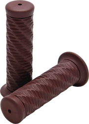 Pair of brown textured bikemaster spiral grip handlebar grips for bikes