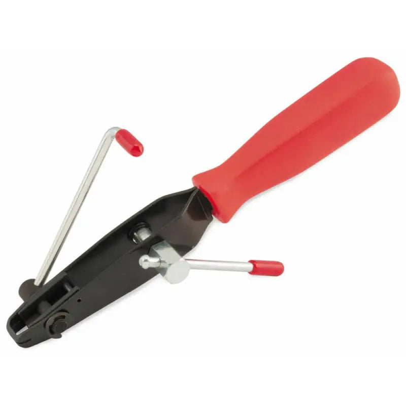 Red-handled hose clamp pliers with bikemaster standard banding tool 152191 for easy repairs