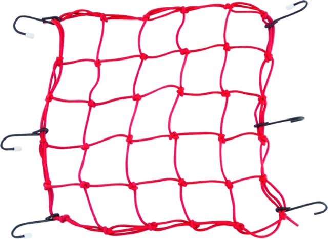 Red BikeMaster Stretch Net with hooks for securing cargo on bikes