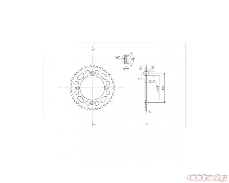 Technical drawing of BikeMaster Suzuki rear steel sprocket 428 44T in black