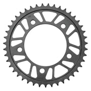 Black metal rear steel sprocket for Suzuki bike, steel sprocket upgrade, or replacement