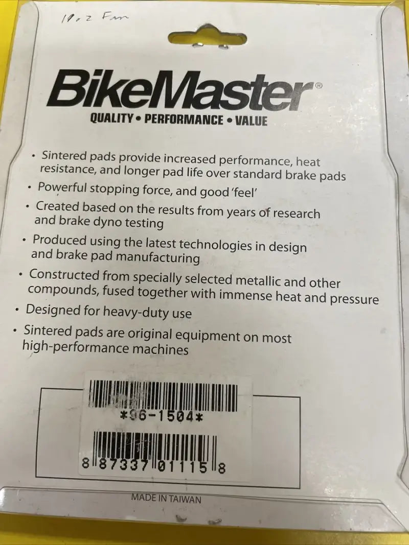 BikeMaster brake pads packaging for Suzuki Sintered Brake Pads, durable sintered brake pads