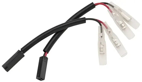 Black wire harnesses with red wires and clear connectors for BikeMaster Suzuki turn signal adapter