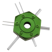 Green hexagonal BikeMaster Terminal Tool with rods for bikemaster terminal work