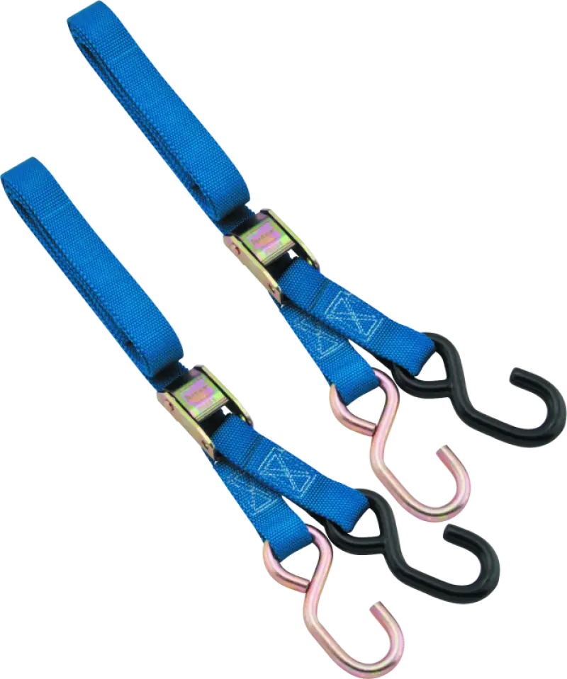 Blue bikemaster tiedown 1in straps for secure bike transport