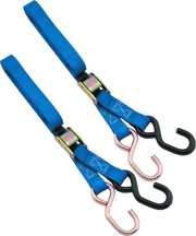 Blue bikemaster tiedown 1in straps for secure bike transport