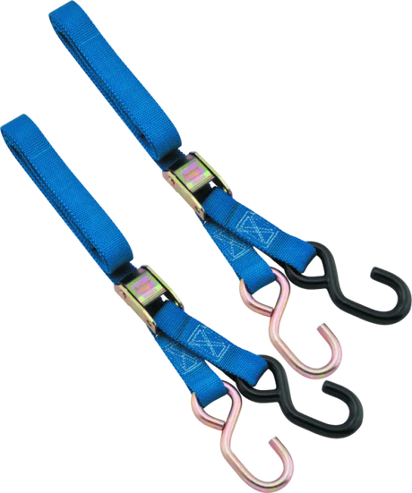Blue bikemaster tiedown 1in straps for secure bike transport