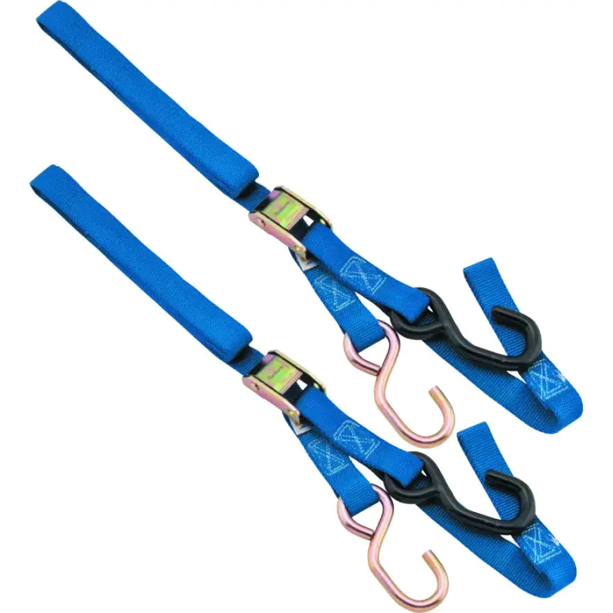 Blue Bikemaster Tiedown Carabiner Softhook straps for secure bike transportation