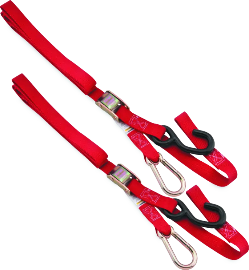 Red BikeMaster tiedown carabiner softhook for secure straps and easy handling