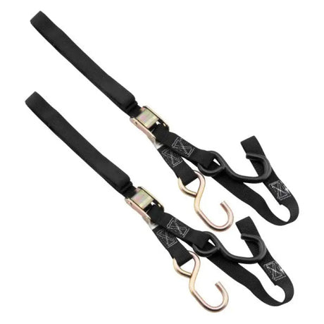 Two black BikeMaster Tiedown Integrated Softhooks for secure hauling