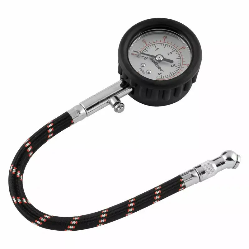 BikeMaster Tire Gauge with flexible hose and 60 PSI for accurate bikemaster tire checks