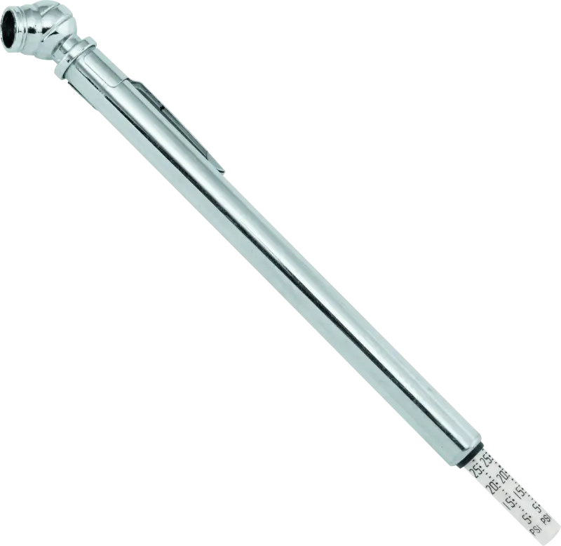 Chrome bikeMaster tire pressure gauge showing accurate tire pressure readings