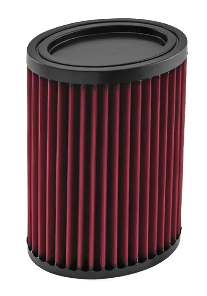 Red cylindrical air filter for BikeMaster Triumph Bonneville 800 motorcycle