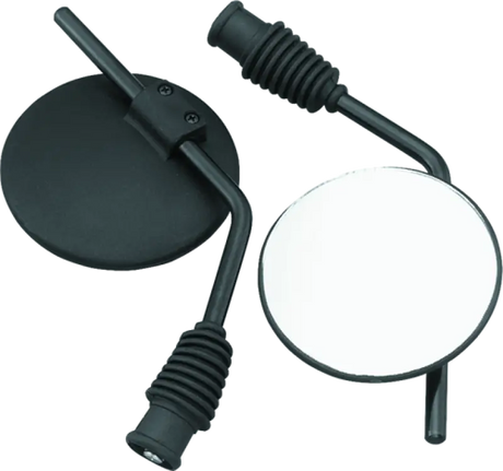 Two black Bikemaster Universal Enduro mirrors for Yamaha 10mm motorcycles