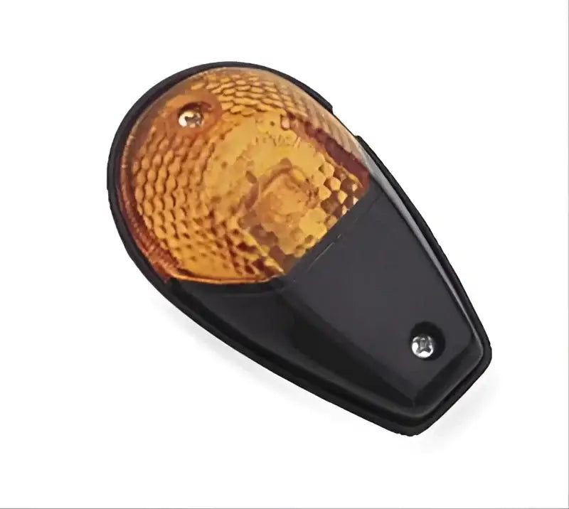 Amber and black teardrop-shaped flush mount marker light for BikeMaster Universal Flush Mount setup