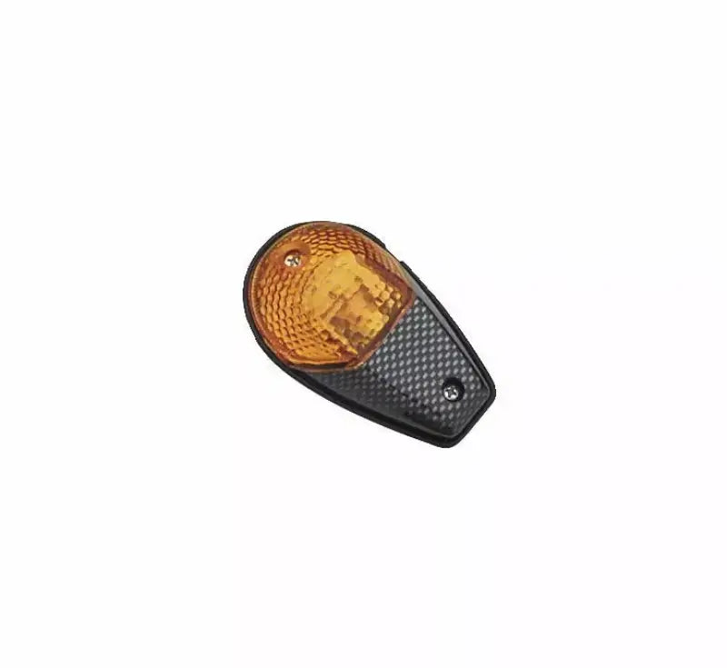 BikeMaster flush mount marker light with amber and black turn signal light in carbon amber