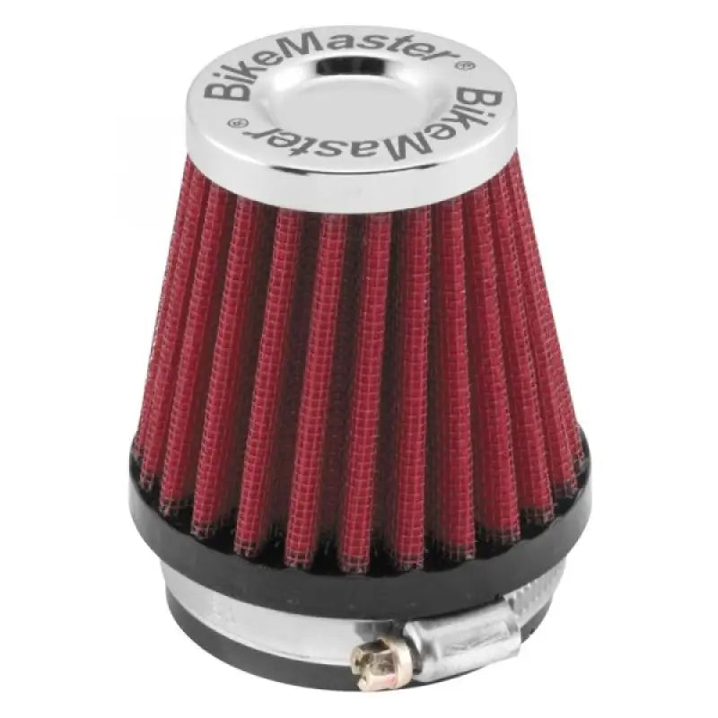 Red cone-shaped pod filter for BikeMaster Universal Pod Filter 70x55 bike upgrade