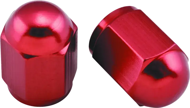 Shiny red bikeMaster valve caps aluminum for a cool bike upgrade